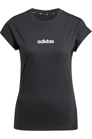 adidas Femme Essentials Linear Cotton T-Shirt, Black/White, S