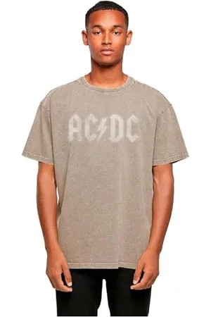 Merchcode Mp5011720-acdc-Logo Acid Washed Oversize Tee T-Shirt, Darkkaki, L Hommes