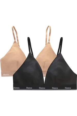Hanes Originals Crop Bralette Pack de 2 Soutiens-Gorge en Coton Extensible Respirant, Opaque, , L (Lot de 2) Femme