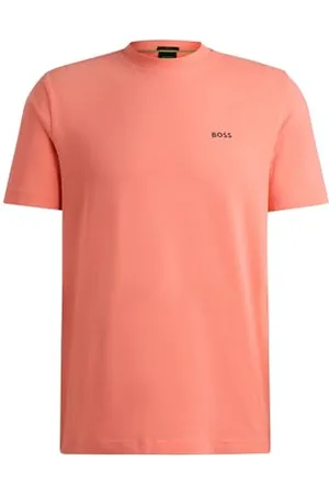 HUGO BOSS Hommes Tee T-Shirt Regular en Coton Stretch avec Logo Contrastant