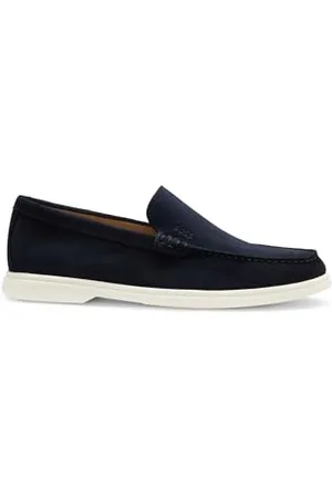 HUGO BOSS Hommes Sienne Loaf Mocassins en Cuir suédé avec Semelle extérieure Contrastante