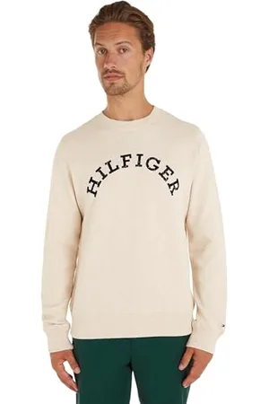 Tommy Hilfiger Homme Sweat Sans Capuche, Ivoire (Calico Heather), XS