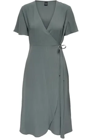 ONLY Wrap Dress Onlcali Life S/S Midi WVN Robe mi-Longue, , L Femmes