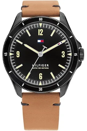 Tommy Hilfiger Montre Analogique à Quartz pour Homme avec Bracelet en Cuir Marron - 1791906