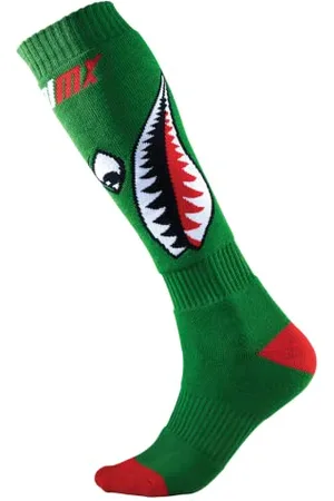 Oneal | Chaussettes de VTT Motocross | VTT Downhill MX | Absorbant la sueur, talon et semelle renforcés | Chaussette Pro MX Bomber pour femme | Unisex | Adulte | Vert Rouge Blanc | Taille unique