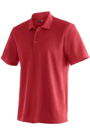 Maier Sports Ulrich, Polo Homme Polo piqué léger Fonctionnel pour la randonnée et Les Loisirs, Technologie dryprotec, Respirant, Puce NFC pour Un Recyclage Facile, Rouge, XL