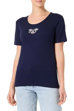 Armor.lux Femme Fleur À Manches Courtes Et Col Rond en Coton Léger T-Shirt, , L EU