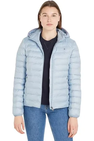 Tommy Hilfiger Femme Veste Padded Global Stripe Jacket Mi-Saison, Bleu (Breezy Blue), 3XL
