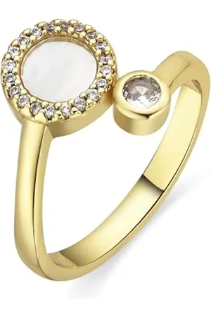Luxenter Yaran Bague avec nacre blanche finition or 18 carats, Métal, Aucune pierre précieuse