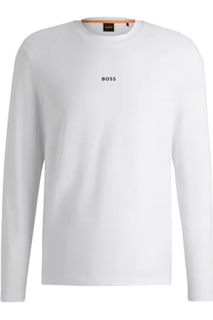 HUGO BOSS Hommes TChark T-Shirt Regular Fit en Coton Stretch avec Logo Contrastant