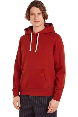 Tommy Hilfiger Men Essential Fleece Hoody MW0MW37230 Red (Dark Magma) S