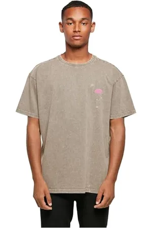Merchcode Mp0007336-flamingo Acid Washed Heavy Oversized Tee T-Shirt, Darkkaki, L Hommes