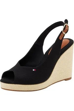 Tommy Hilfiger Espadrilles Compensées Femme Flag High Slingback à Bride Cheville, (Black), 40