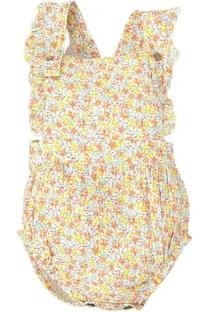 BABIDU Pelele Niña Mariposa, Diseño Floral Con Volantes en Tirantes Cruzados Barboteuse, , 3 Mois Mixte bébé