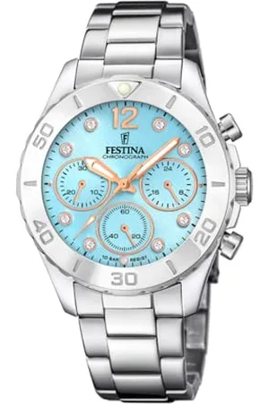 Festina Montre Boyfriend Collection Bleu, Bracelet d’ Acier Inoxydable, Femme