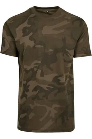 Build Your Brand Camo Round Neck Tee T-Shirt, Camouflage Olive, S Homme