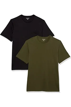Amazon T-shirt coupe droite à encolure ronde et manches courtes, avec poche Homme, Lot de 2, , XXL