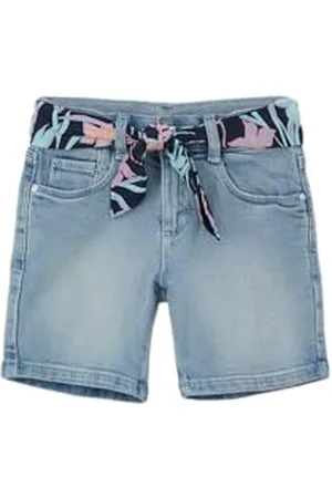 QS by s.Oliver Junior 2143060 Bermuda en Jean avec Ceinture à Nouer, , 110 Slim Fille
