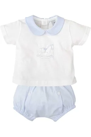BABIDU Conjunto Para Bebé Con Ranita Lisa Y Camiseta De Manga Corta Estampada Ensemble, , 18 Mois Mixte bébé