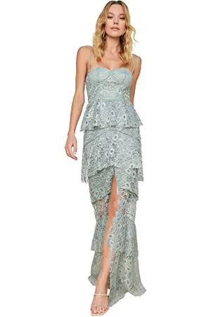 Trendyol Spitze Detailliertes Abendkleid & Abschlusskleid Robe de soirée Formelle, Mint, 38 aux Femmes