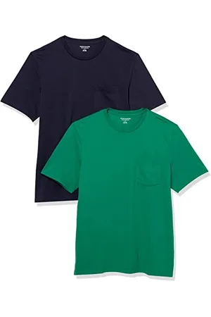 Amazon T-shirt coupe droite à encolure ronde et manches courtes, avec poche Homme, Lot de 2, , XL