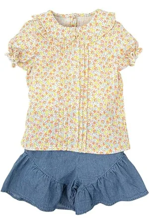 BABIDU Conjunto Para Bebé Y Niña Con Blusa de Manga Corta Estampada Y Volantes Ensemble, , 24 Mois Mixte bébé