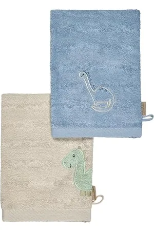 Sterntaler Dino Rexi Lot de 2 gants de toilette en tissu éponge pour bébé en coton absorbant et doux pour le bain et la douche