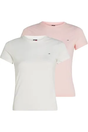 Tommy Hilfiger Femme Tjw 2pack C-Neck Tee Dw0dw21366 T-Shirt S/S, Multi (Ecru/Precious Pink), S EU