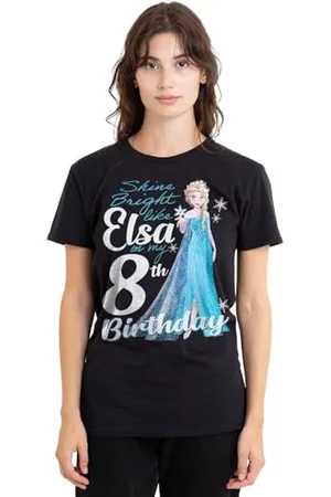 Disney Mandarin creative ltd Frozen Bright Like Elsa 8th Birthday Ladies T Shirt, Black, , XXL Femme