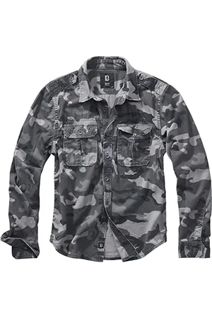 Brandit Vintage Shirt Long Sleeve, color: grey camo, size: S