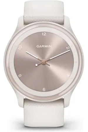Garmin Vívomove Sport - Montre connectée à Aiguilles mécaniques et écran Tactile - Peach Gold avec Bracelet Ivoire - Boîtier 40 mm (Reconditionné)