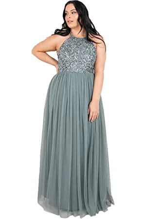 Maya Deluxe Maya Berry Embellished Halter Neck Maxi Dress Robe de Demoiselle d