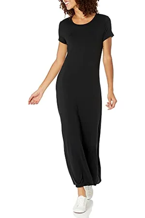 Amazon Robe Longue à Manches Courtes Femme, , M