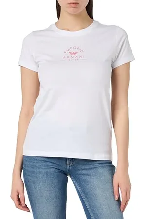 Emporio Armani Iconic Stretch Cotton Logoband Loungewear T-Shirt, White, XS Femme