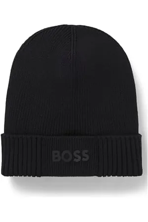 HUGO BOSS Hommes Asic Beanie-X Bonnet à logo en coton et laine vierge