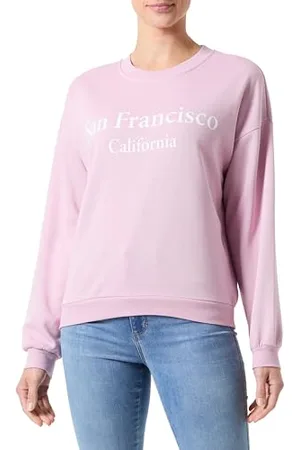 Pieces® Pcfreya Ls Sweat surdimensionné Maillot de survêtement, Rose Dawn/Imprimé : Blanc Brillant, M Femme