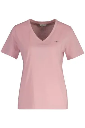 GANT Reg Shield SS T-Shirt à col en V, , L Femmes
