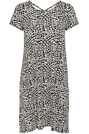 ONLY Onlbera Back Lace Up S/S Robe JRS Noos, Noir/AOP : Eggnog Leo, XS Femme