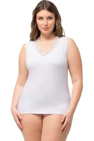 Ulla Popken Maillot de Corps en Dentelle de Bambou, , 48/50 FR Femmes