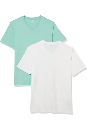Amazon T-shirt slim à manches courtes et col en V Homme, Lot de 2, , M