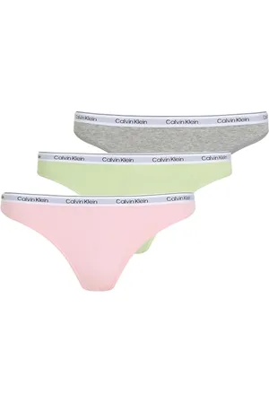 Calvin Klein Femme Slip Lot De 3 Bikini Coton Stretch, Multicolore (Highline Green/Buff Pink/Gry HTR), S
