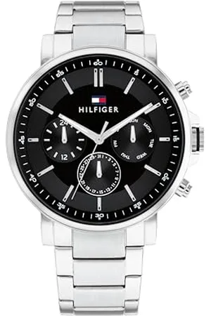 Tommy Hilfiger Montre Analogique Multifunction à Quartz pour Homme avec Bracelet en Acier Inoxydable argenté - 1710667