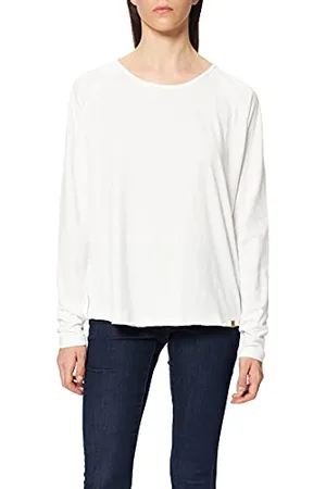Camel Active Womenswear T- Shirt Basique à Manches Longues, Blanc, L Femme