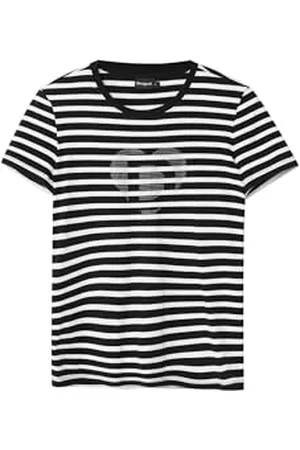 Desigual T- Shirt à Manches Courtes en Tricot pour Femme, Blanc