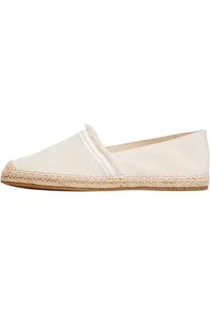 Tommy Hilfiger Espadrilles Femme Fringe Canvas Closed avec Logo, Ivoire (Muslin), 38