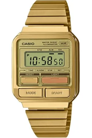 Casio Montre Quartz Unisexe 40.00mm avec Cadran Or Digitale et Bracelet en Bracelet en Acier Or A120WEG-9AEF