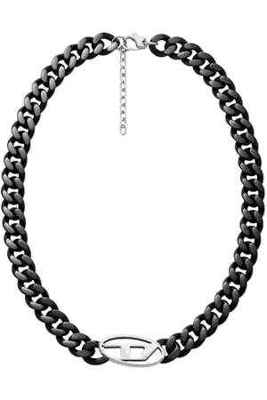 Diesel DX1610931 Collier ovale en acier inoxydable pour homme avec logo D , taille unique, Acier inoxydable, Pas de gemme