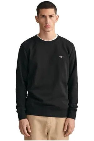 GANT REG Neck Sweat Pull Ras-du-Cou Shield Regular, Black, XL Homme