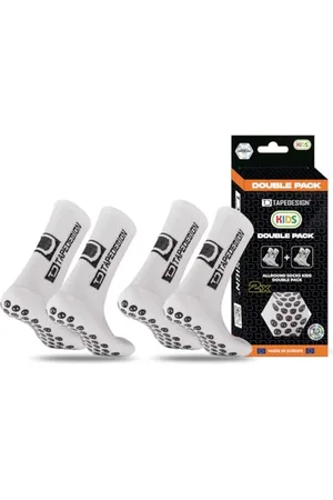 Tapedesign Lot de 2 paires de chaussettes de football antidérapantes pour enfants - Adhérence et confort parfaits - Chaussettes de sport antidérapantes pour l