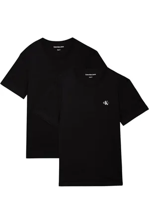 Calvin Klein Jeans T-Shirts Manches Courtes Lot de 2 Homme Monologo Col Ras-du-Cou, Noir (CK Black/CK Black), L